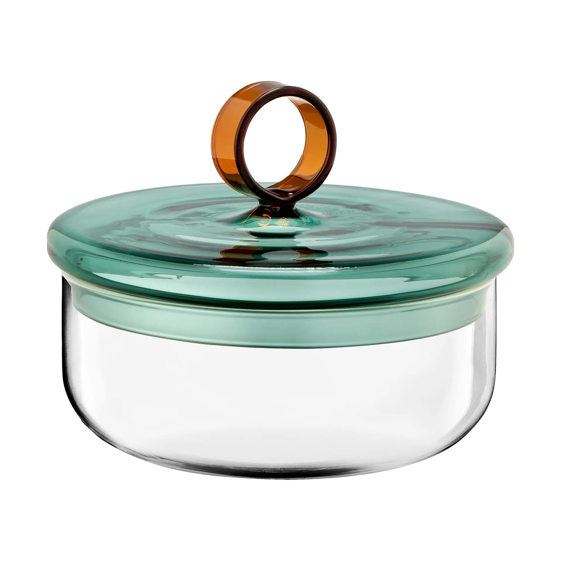Loop χαμηλό μπολ με καπάκι Ø15 cm, Διάφανες-teal-amber Muurla