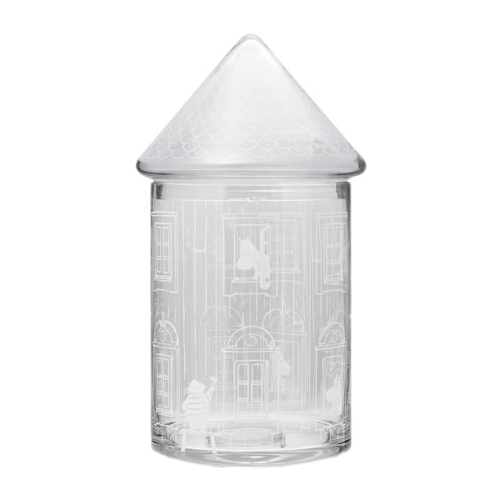 Γυάλινο βάζο με καπάκι με σχέδιο σπιτιού, Moomin, 30,5 εκ - Διαφανές - Muurla