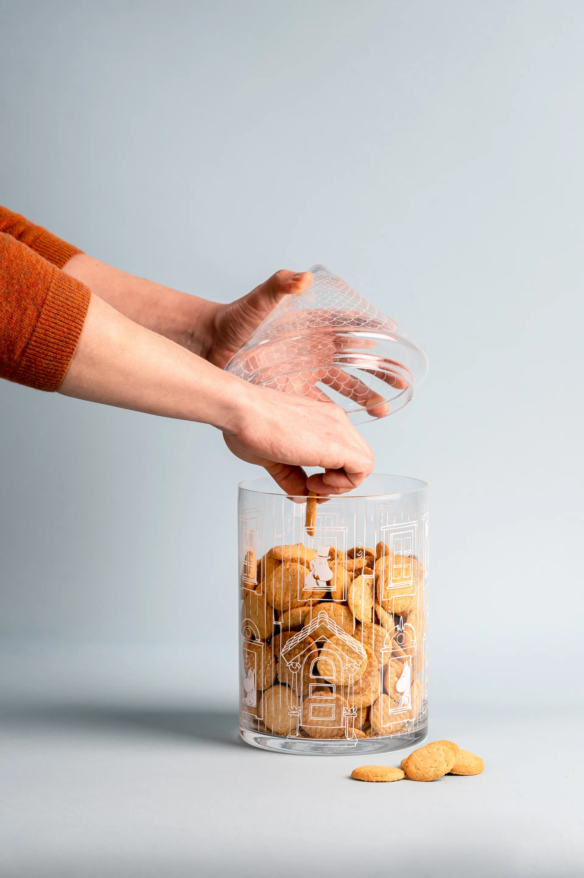 Γυάλινο βάζο με καπάκι με σχέδιο σπιτιού, Moomin, 30,5 εκ, Διαφανές Muurla