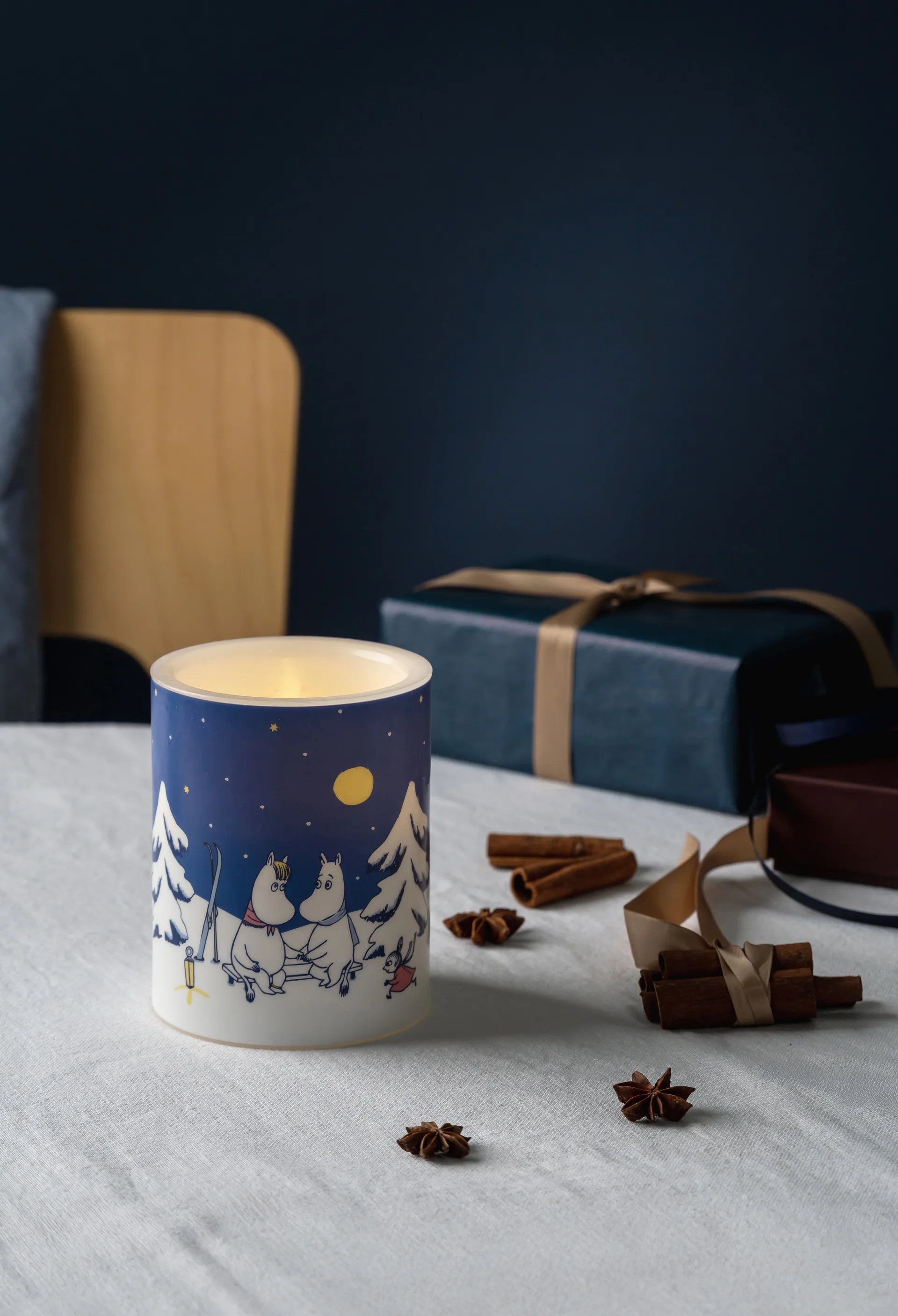 Moomin block κερί LED 12,5 cm, Starry night Muurla