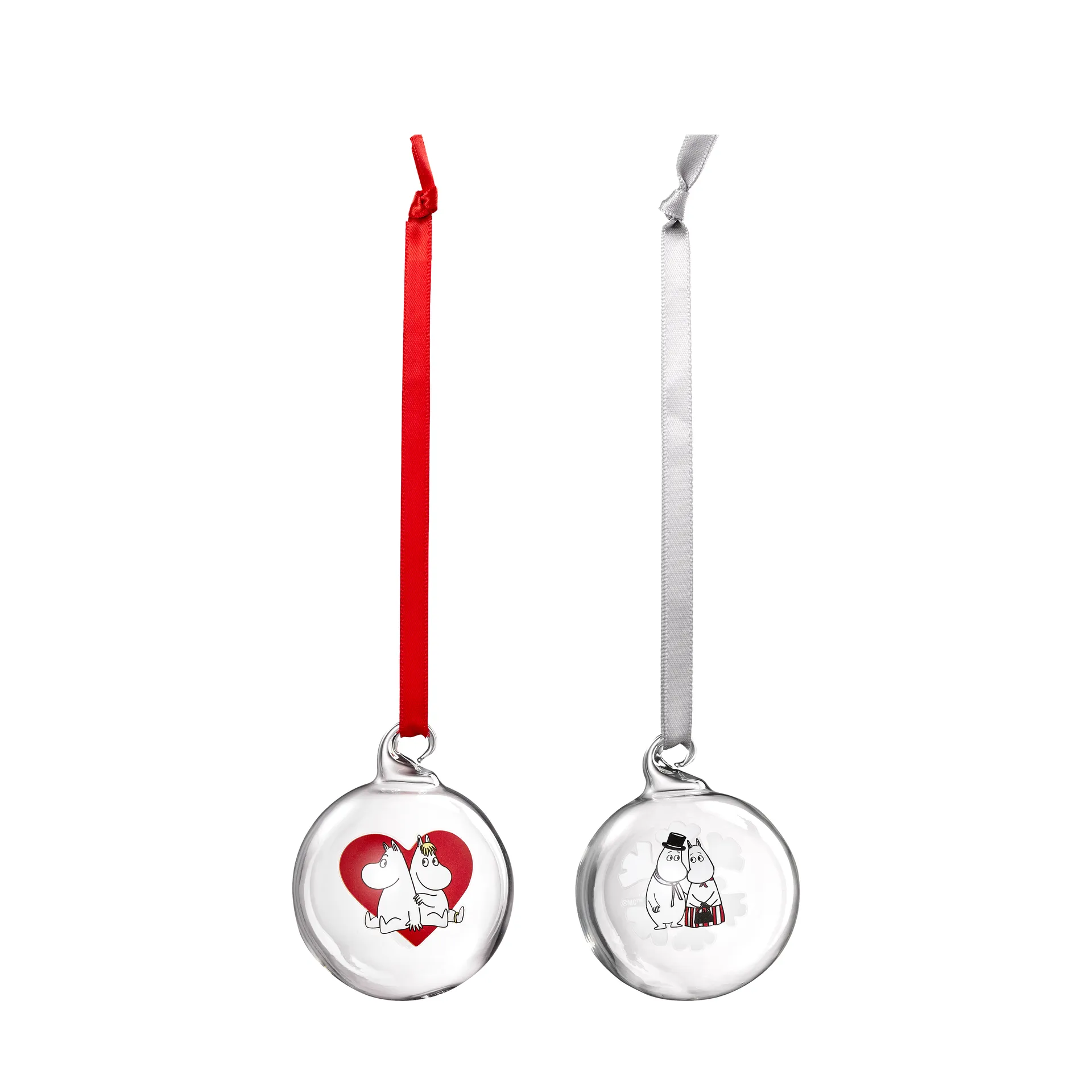 Mumin χριστουγεννιάτικη μπάλα Διάμ.5 cm σετ 2 τεμαχίων, Heart-snowflake Muurla