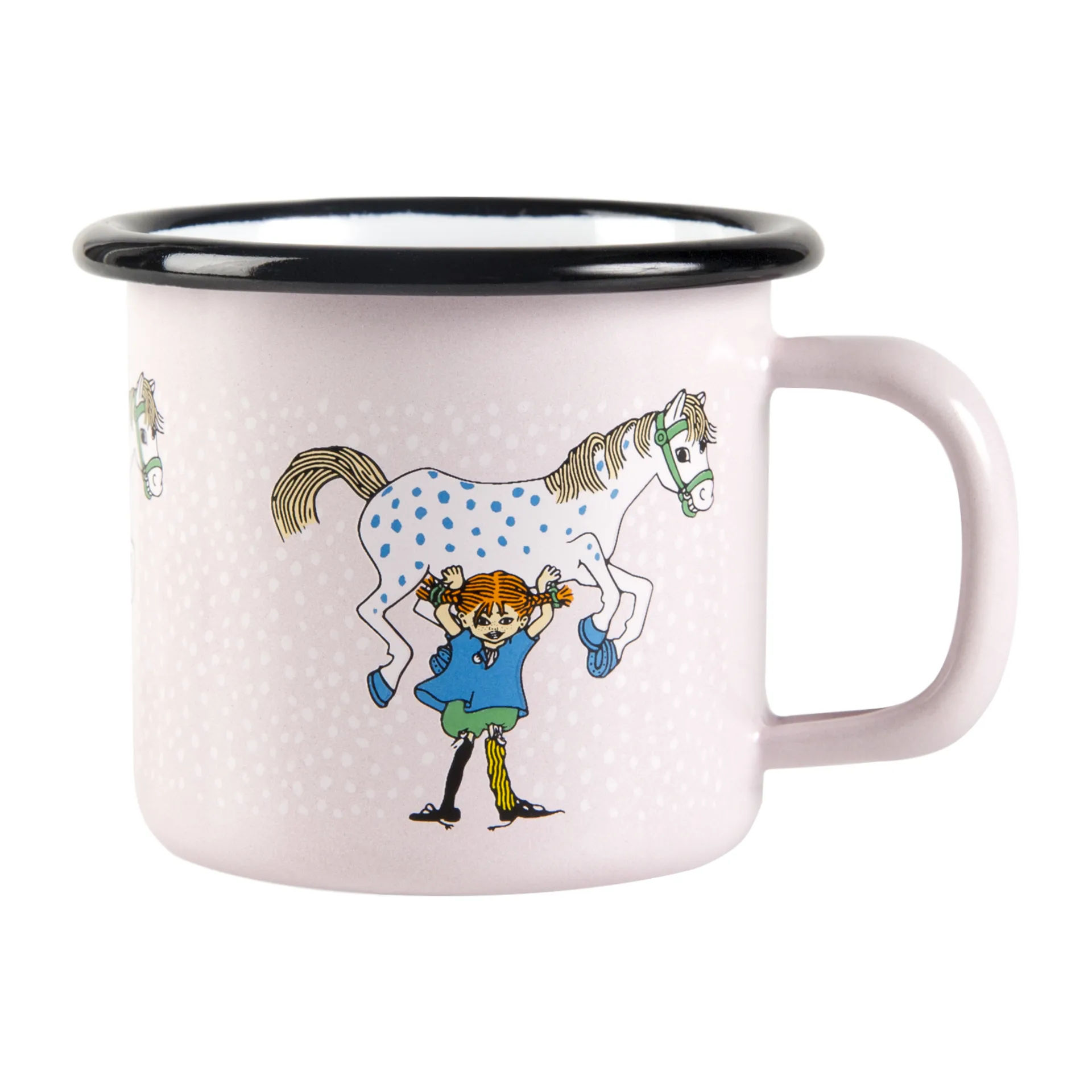 Pippi and Lilla gubben enamel κούπα 1.5 dl, Φωτεινό ροζ Muurla