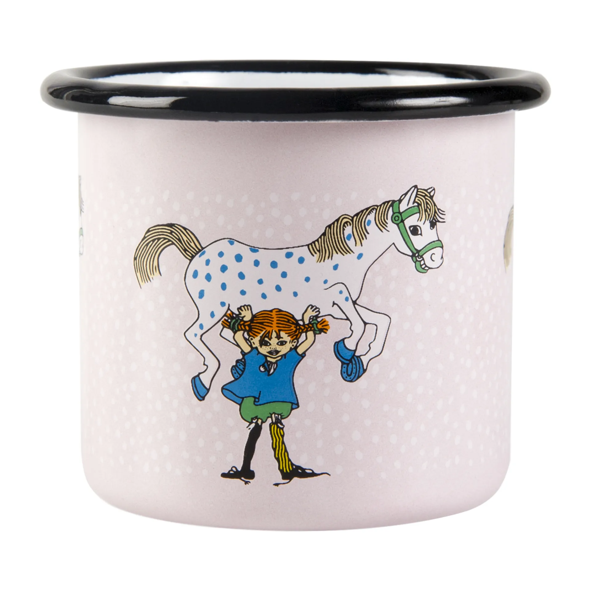 Pippi and Lilla gubben enamel κούπα 1.5 dl, Φωτεινό ροζ Muurla