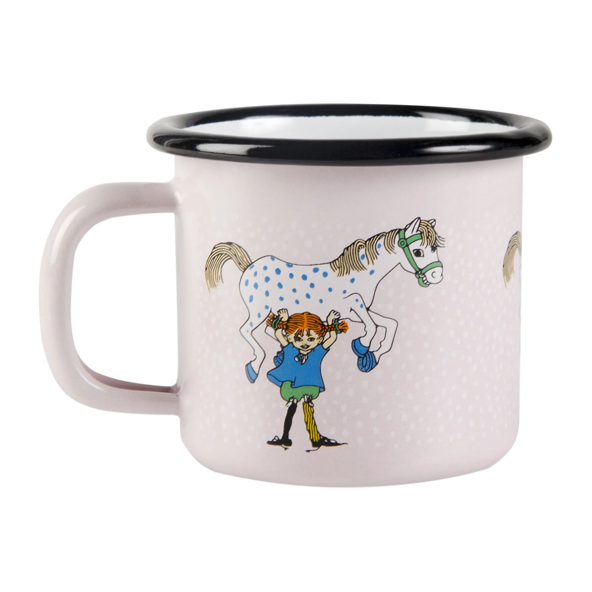 Pippi and Lilla gubben enamel κούπα 1.5 dl, Φωτεινό ροζ Muurla