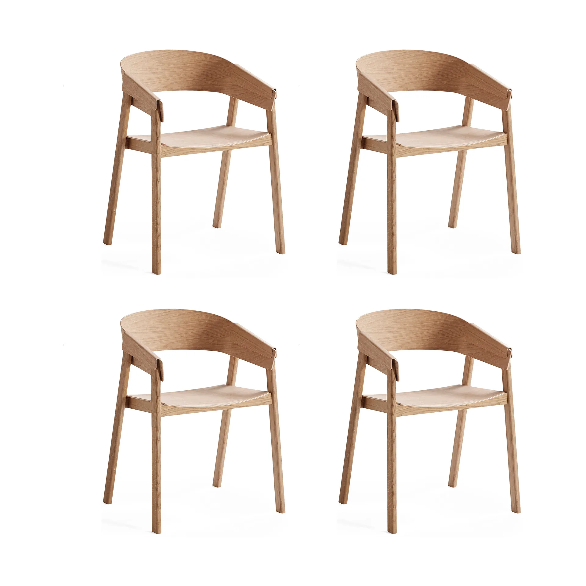 Cover Armchair καρέκλα με μπράτσα, Δρυς, σετ 4 τεμαχίων Muuto