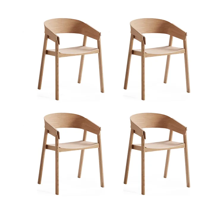 Cover Armchair καρέκλα με μπράτσα, Δρυς, σετ 4 τεμαχίων - Muuto