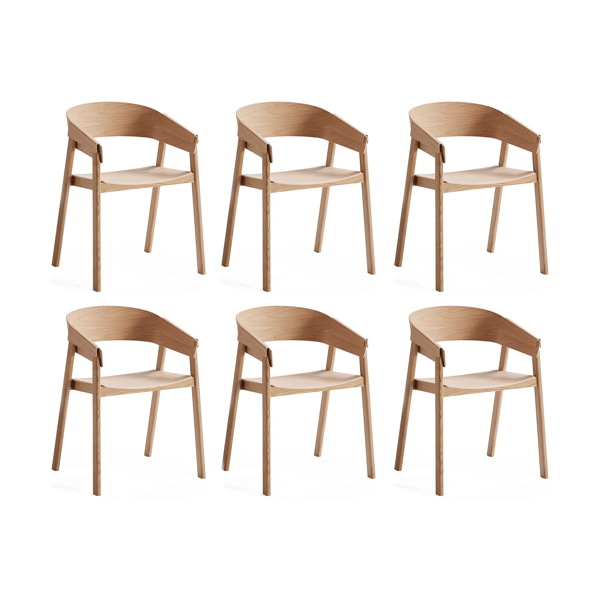 Cover Armchair καρέκλα με μπράτσα, Δρυς, σετ 6 τεμαχίων Muuto