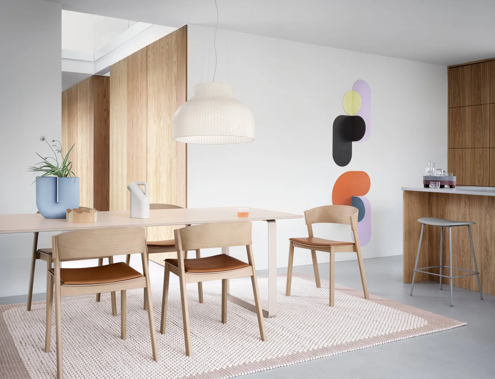 Cover Side Chair leather, κονιάκ-δρυς Muuto