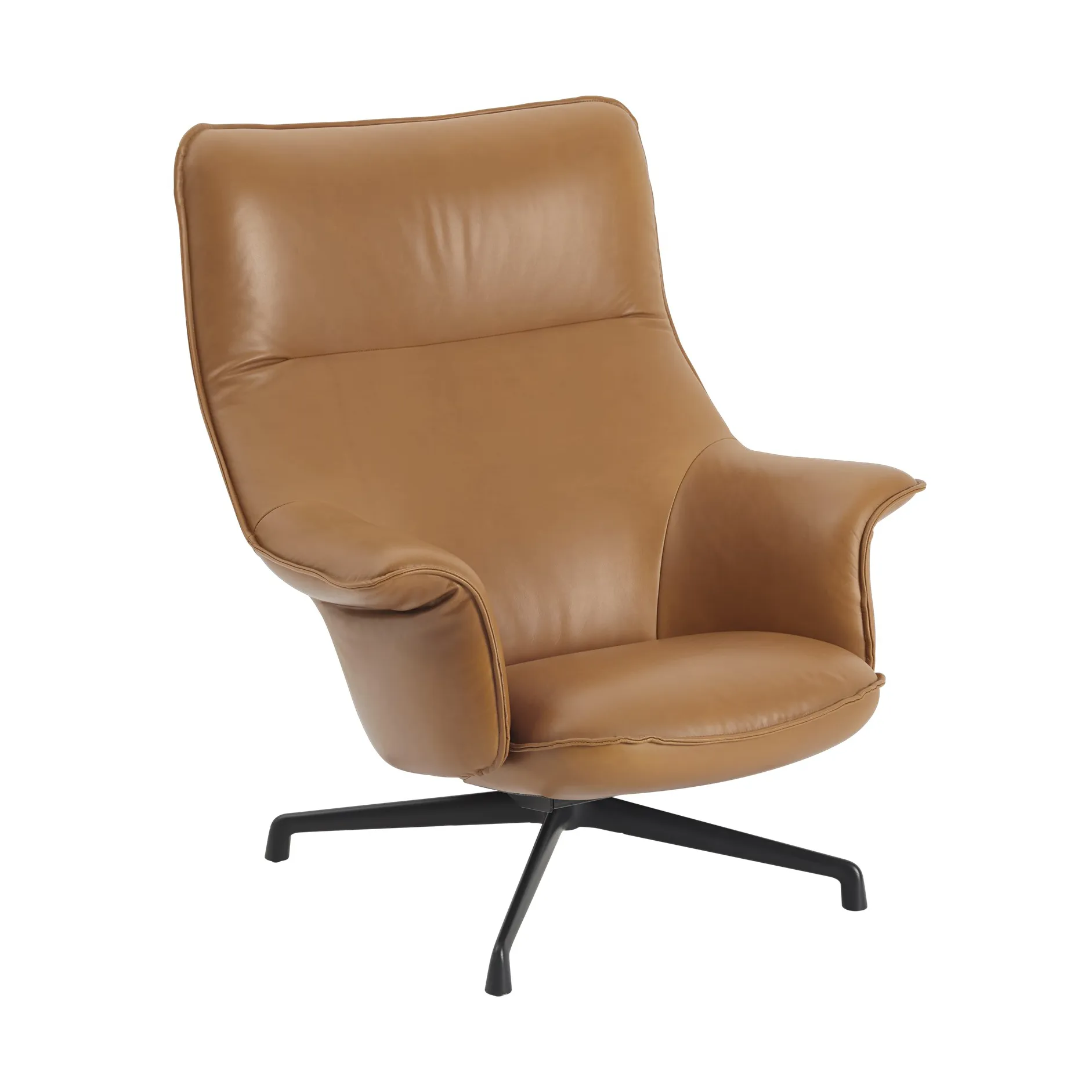 Doze πολυθρόνα swivel base, Refine leather cognac-black Muuto