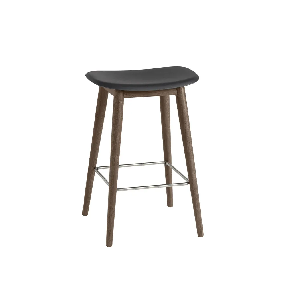 Fiber Bar Stool 75 cm, Μαύρο βαμμένο δαμασκηνί Muuto