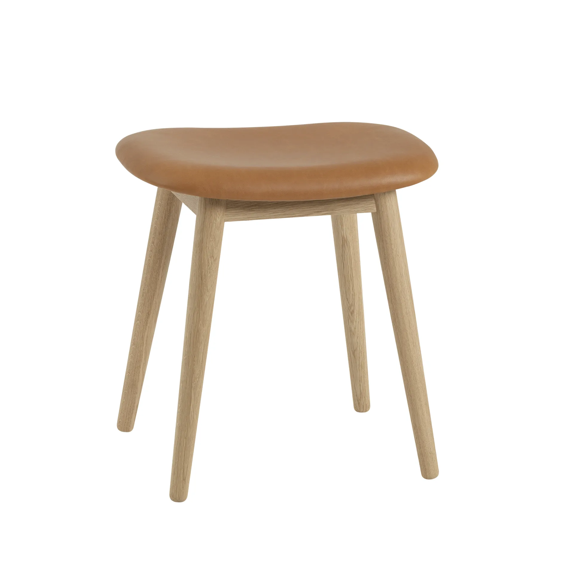 Σκαμπό Fiber , Leather cognac, oak legs Muuto