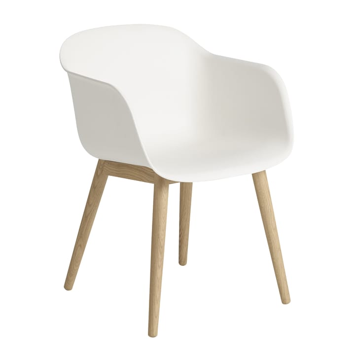 Καρέκλα Fiber με μπράτσα και ξύλινα πόδια - Natural white-Oak - Muuto
