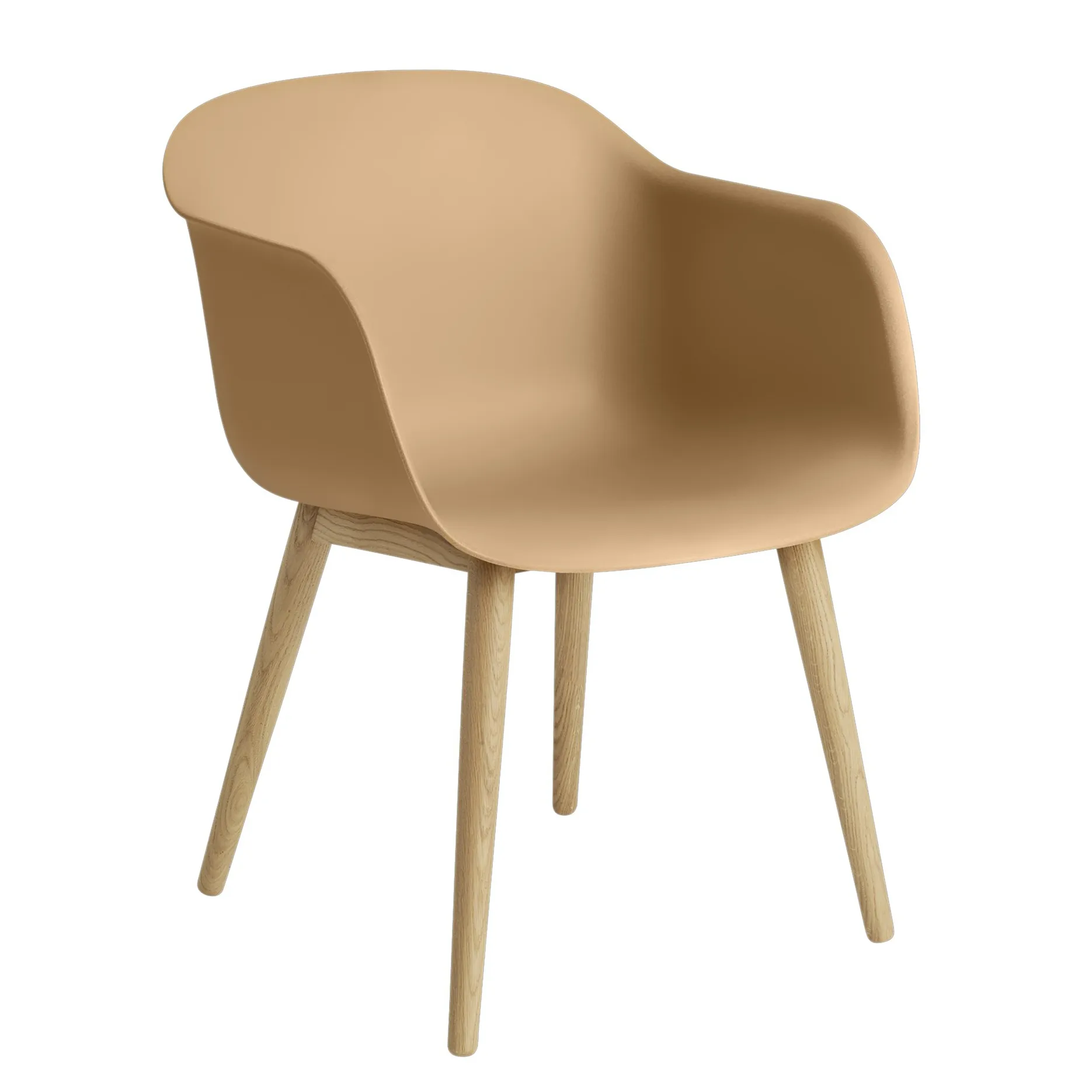 Καρέκλα Fiber με μπράτσα και ξύλινα πόδια, Ochre-Oak (plastic) Muuto