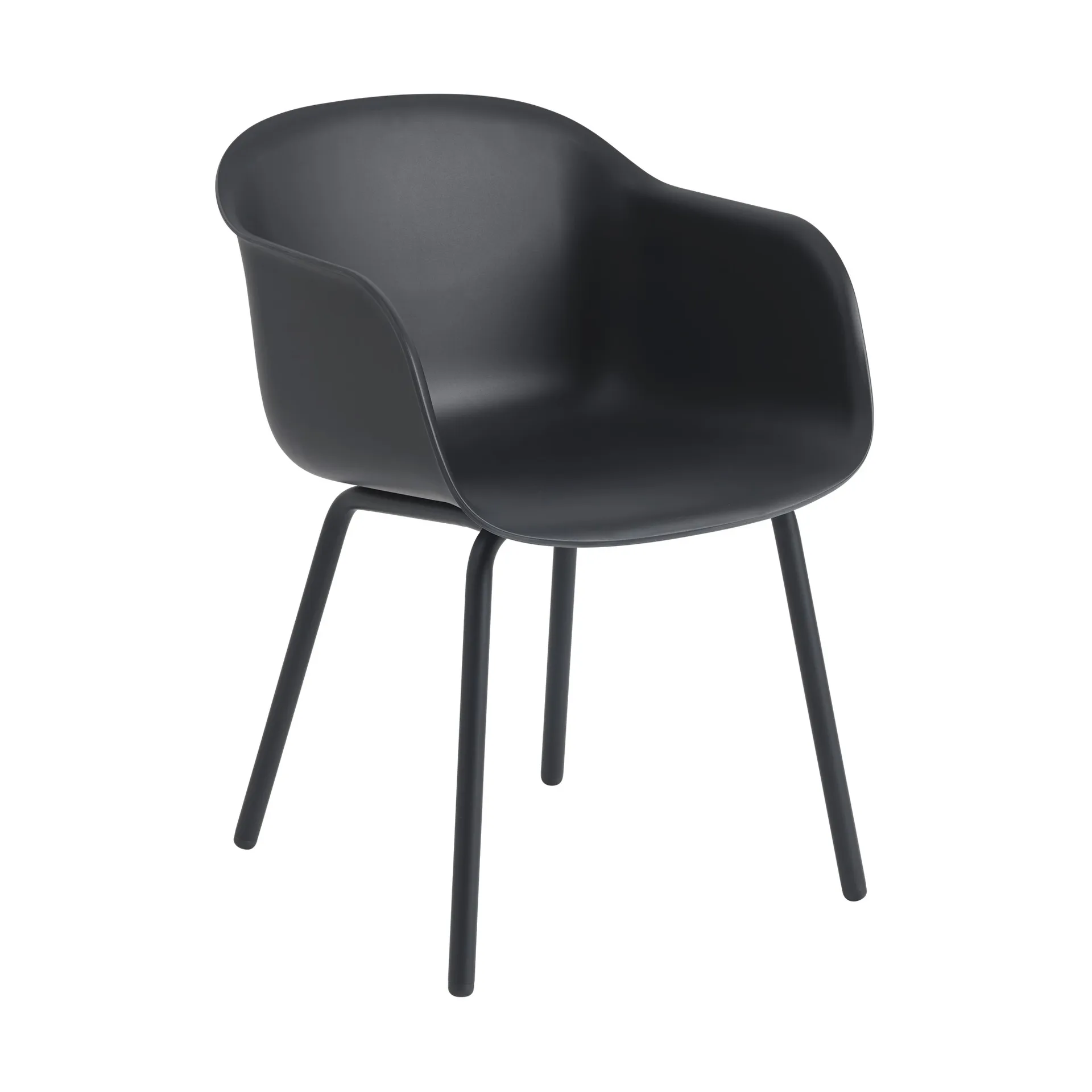 Πολυθρόνα Fiber Outdoor με ατσάλινα πόδια, Anthracite black (plastic) Muuto