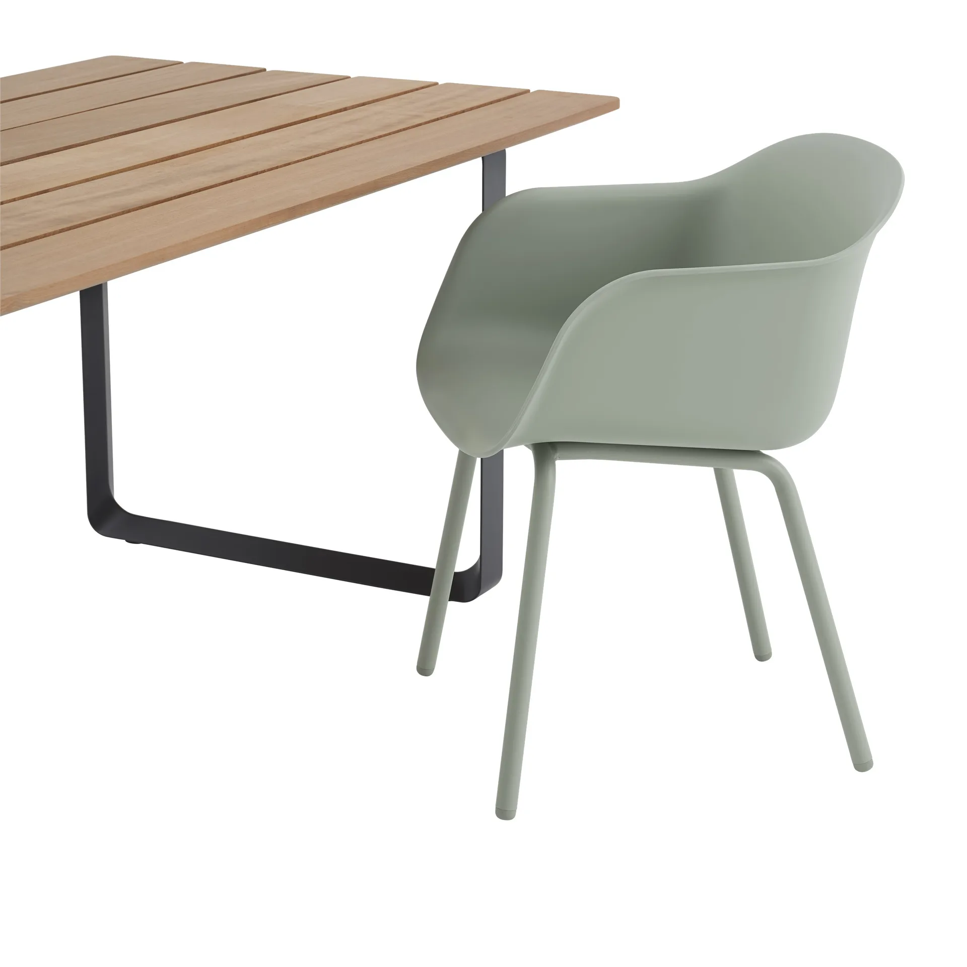 Πολυθρόνα Fiber Outdoor με ατσάλινα πόδια, Dusty green Muuto