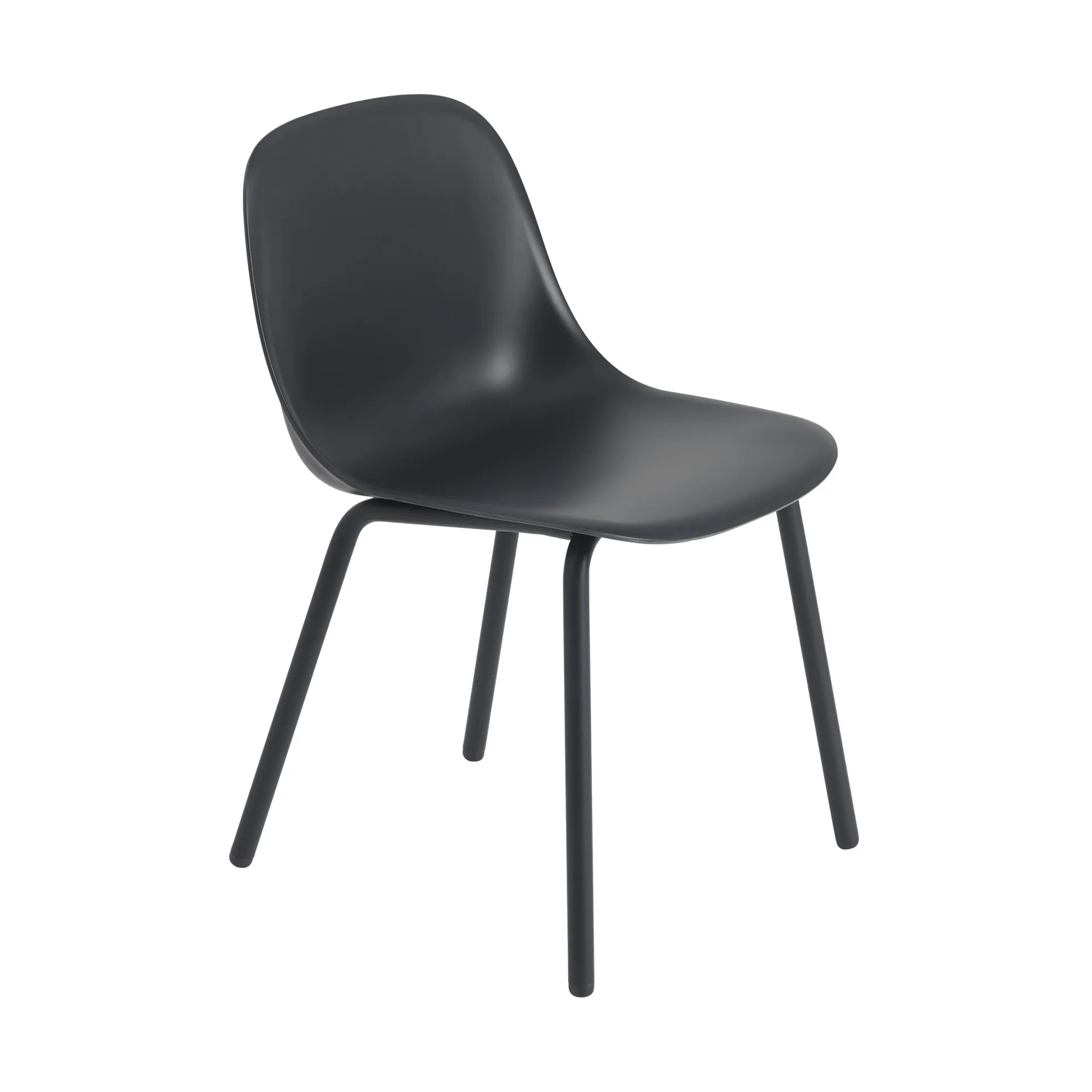 Καρέκλα Fiber Outdoor side με ατσάλινα πόδια, Anthracite black Muuto