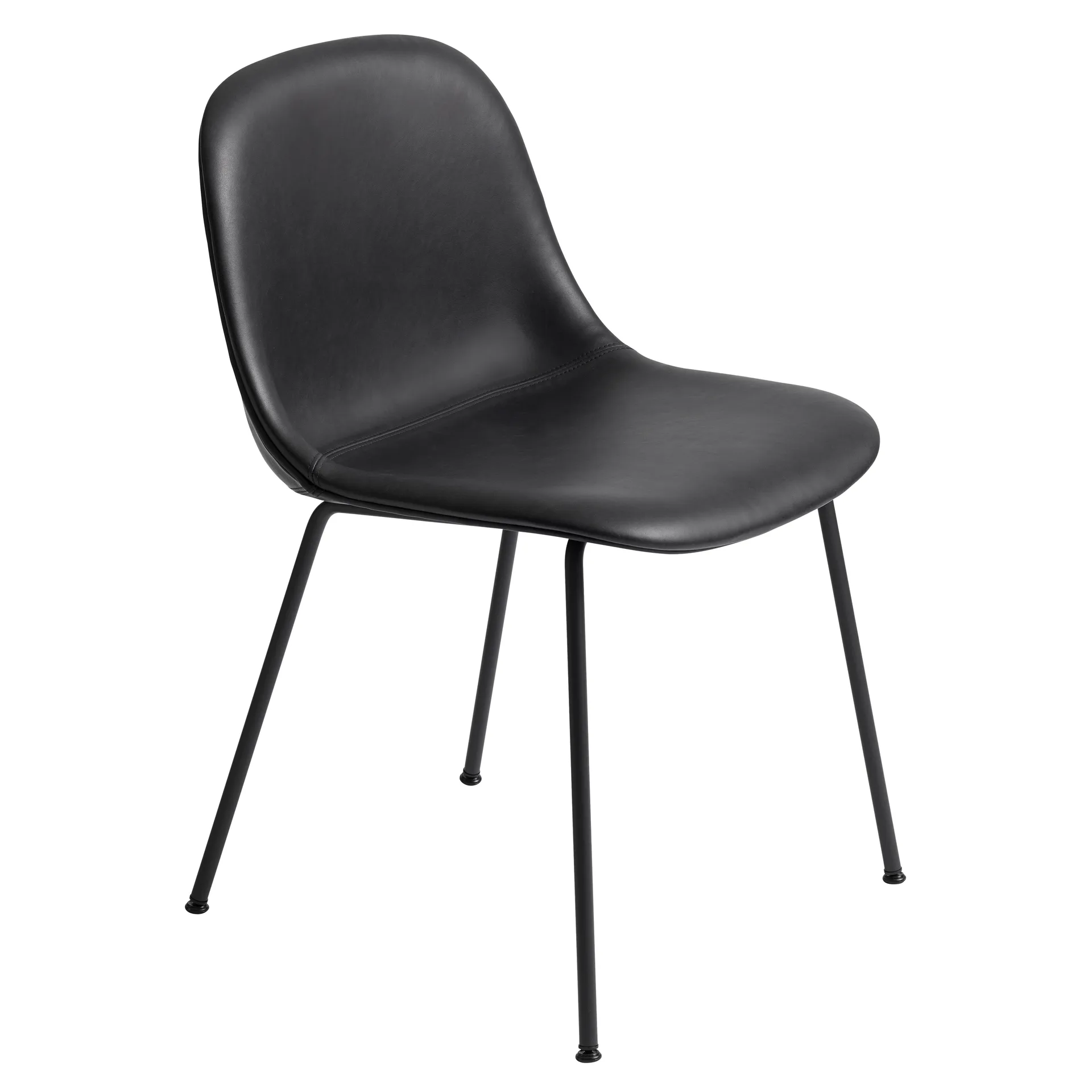 Καρέκλα Fiber Side με δέρμα, Refine leather black-Black Muuto