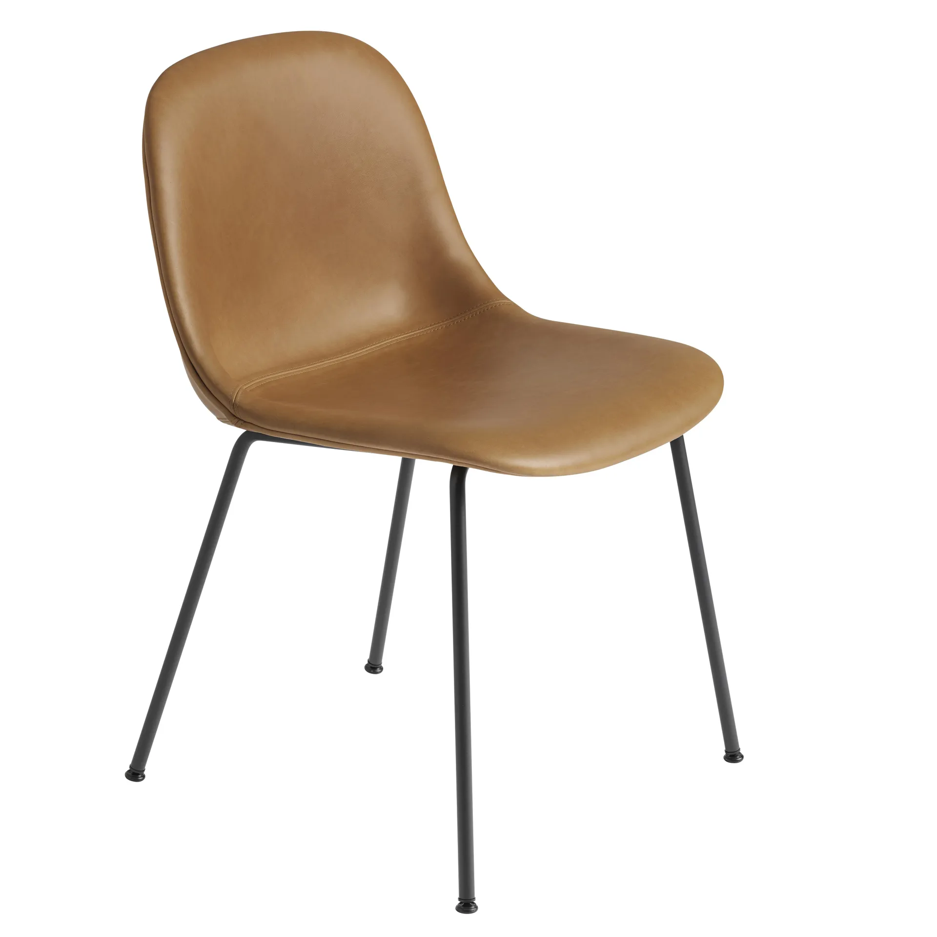 Καρέκλα Fiber Side με δέρμα, Refine leather cognac-Black Muuto