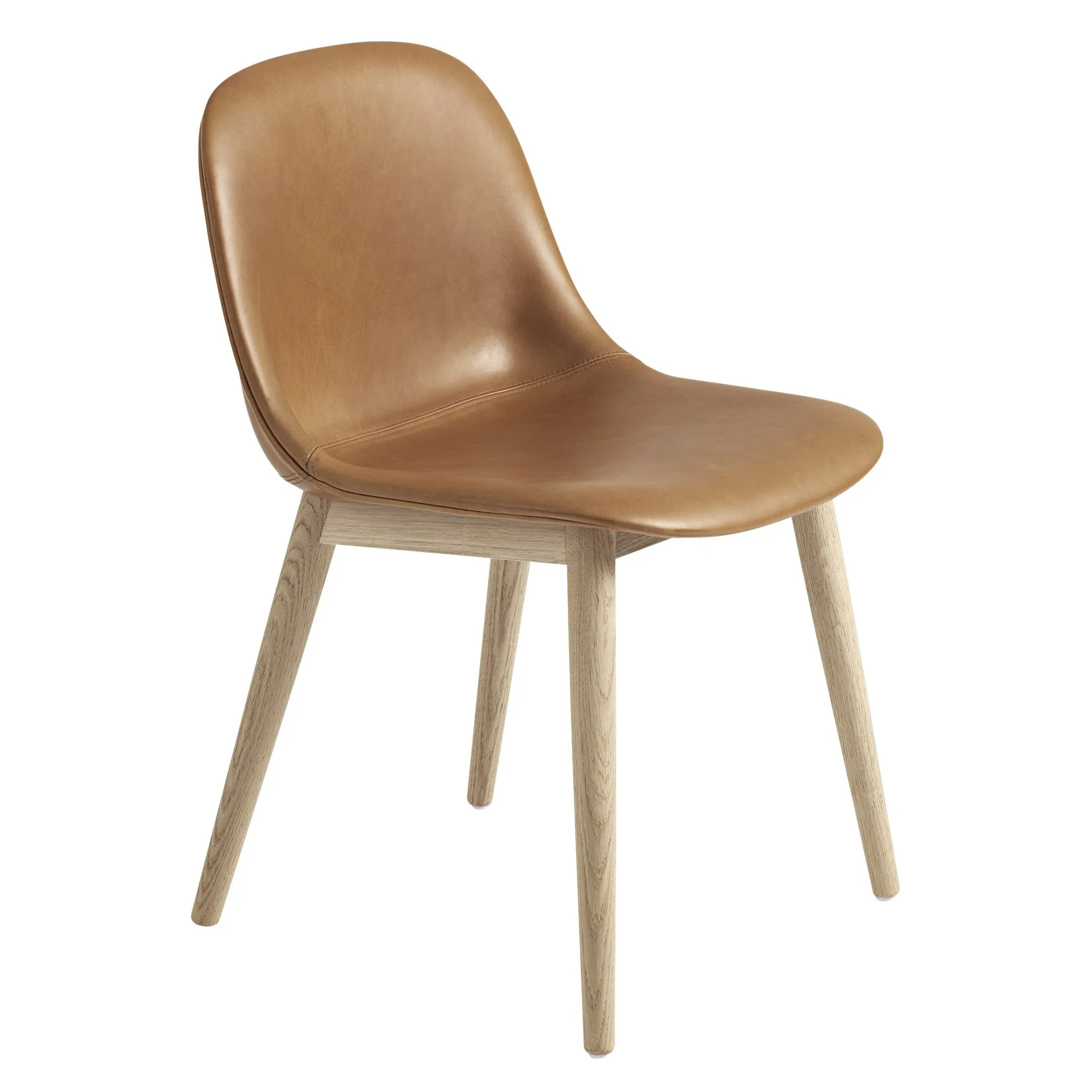 Fiber Side καρέκλα εμ ξύλινα πόδια, Refine leather cognac-Oak Muuto