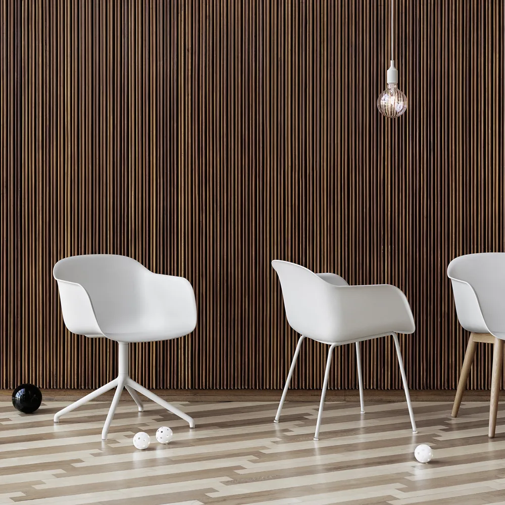Καρέκλα Fiber tube base, Refine leather cognac-Black Muuto