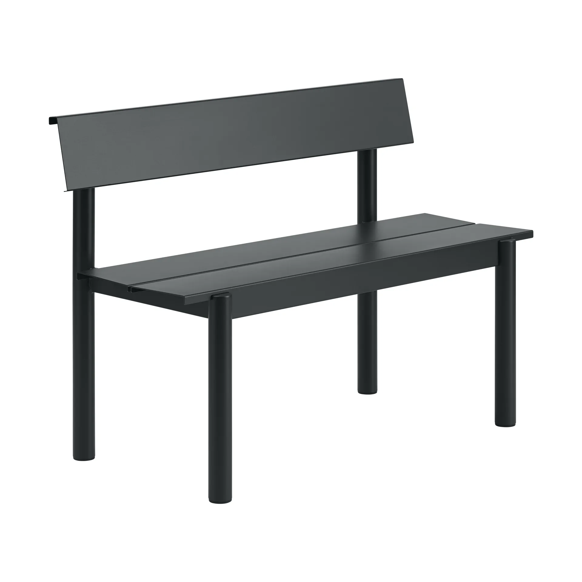 Linear Steel παγκάκι με πλάτη, Black, 110x34 εκ. Muuto