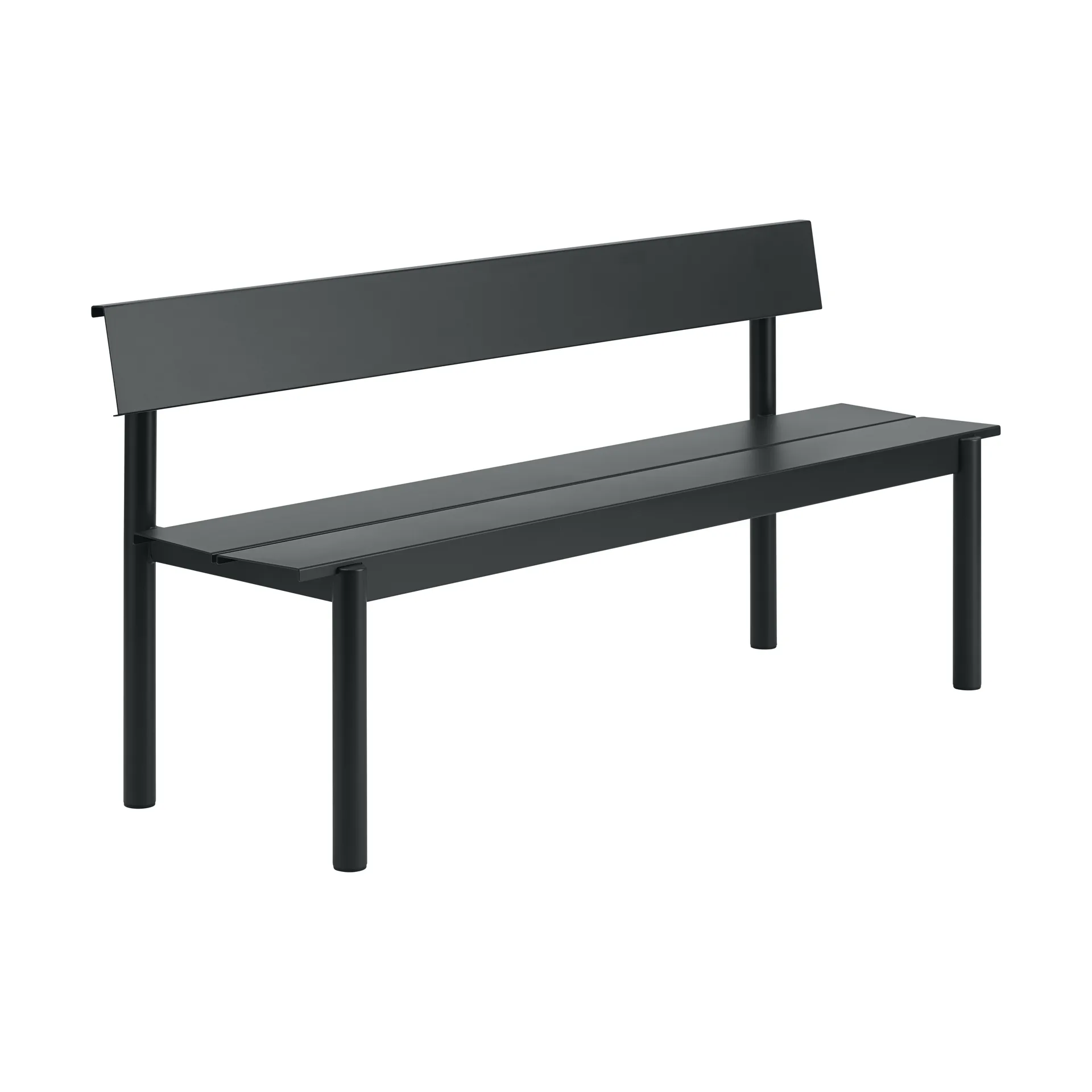 Linear Steel παγκάκι με πλάτη, Black, 170x34 εκ. Muuto