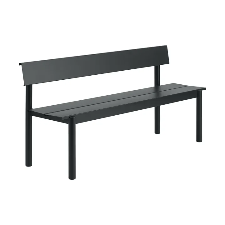 Linear Steel παγκάκι με πλάτη - Black, 170x34 εκ. - Muuto