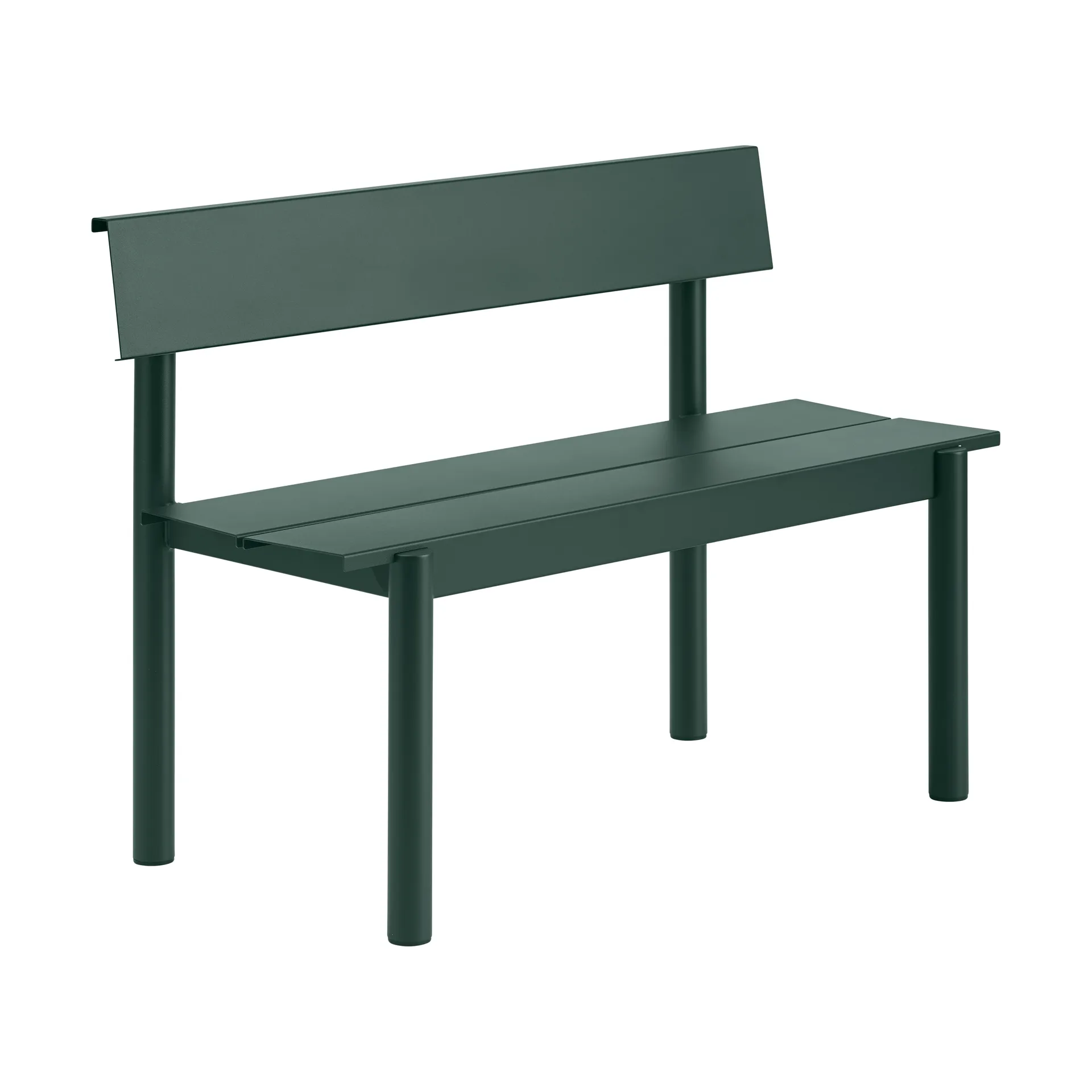 Linear Steel παγκάκι με πλάτη, Dark green, 110x34 εκ. Muuto