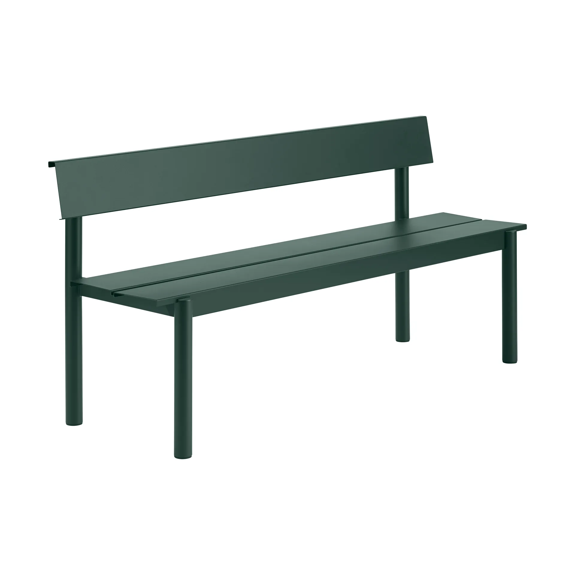 Linear Steel παγκάκι με πλάτη, Dark green, 170x34 εκ. Muuto