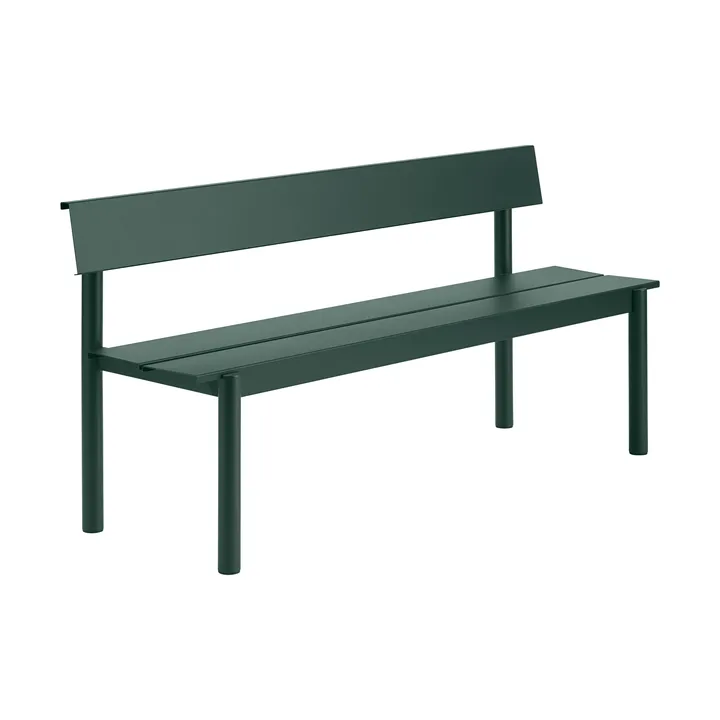 Linear Steel παγκάκι με πλάτη - Dark green, 170x34 εκ. - Muuto