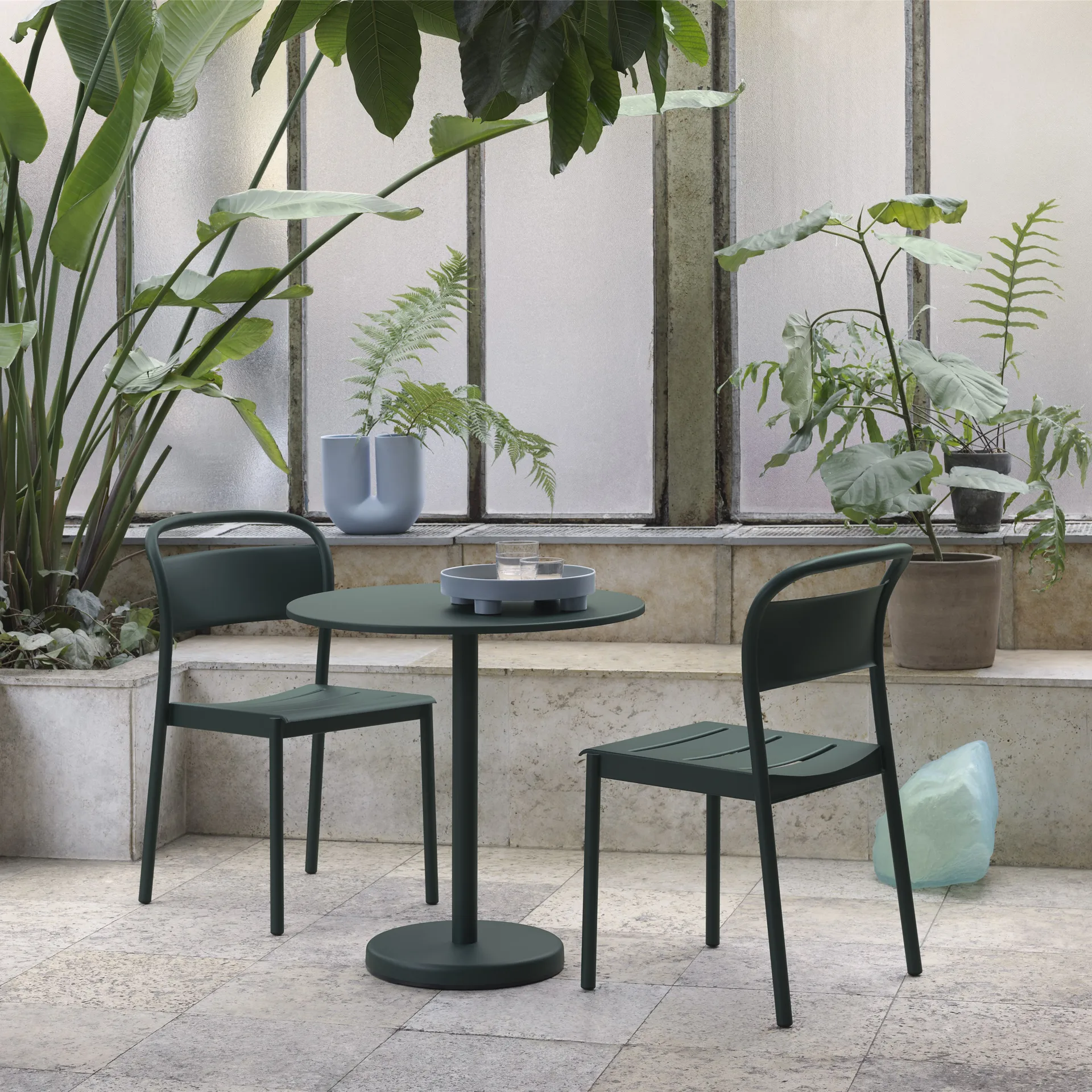 Linear steel βοηθητική καρέκλα, Dark green Muuto