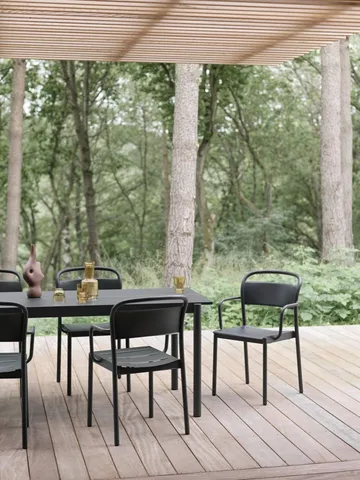 Linear steel table bord 220x90 cm - Μαύρο (RAL 7021) - Muuto