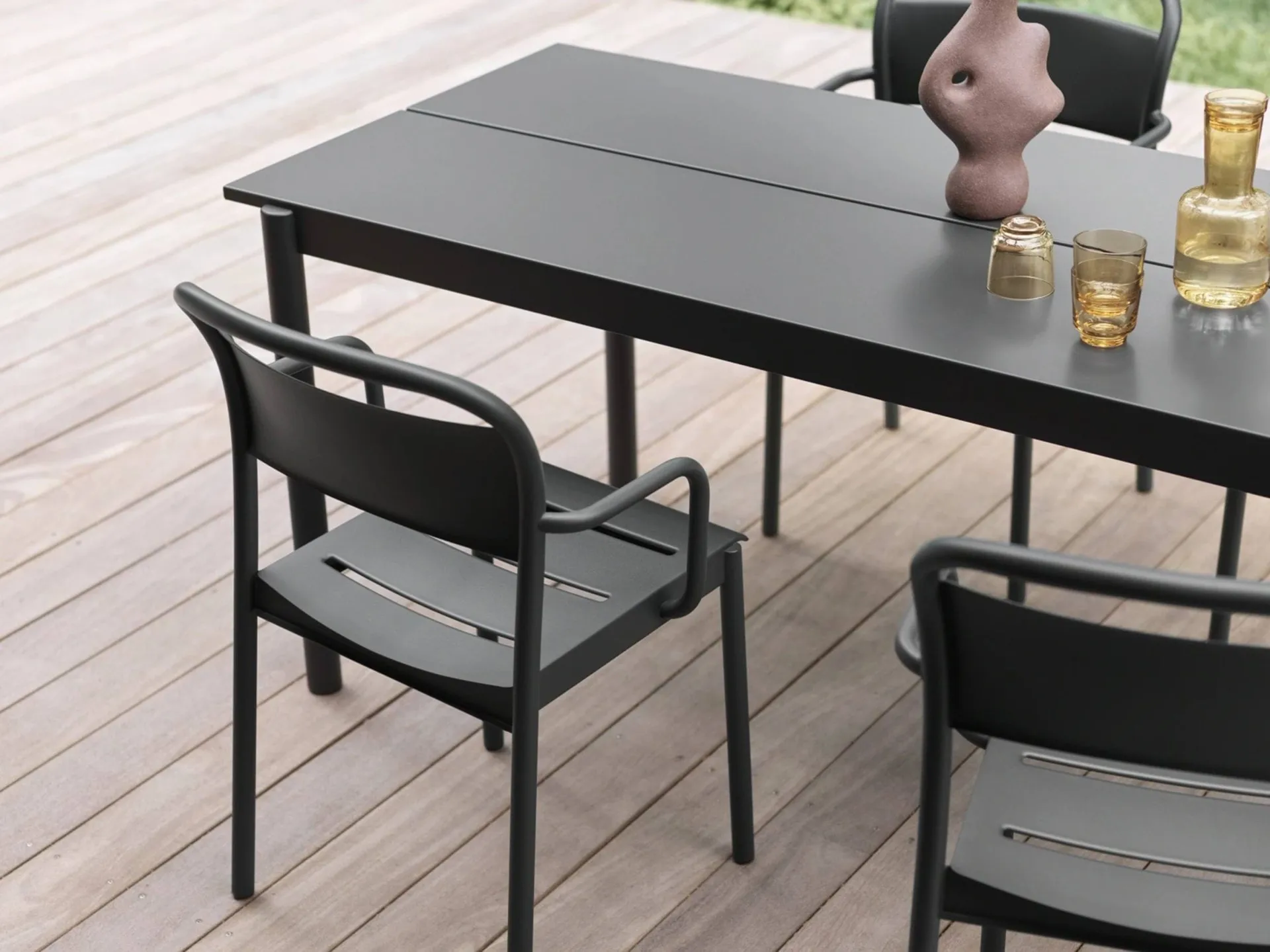 Linear steel table bord 220x90 cm, Μαύρο (RAL 7021) Muuto