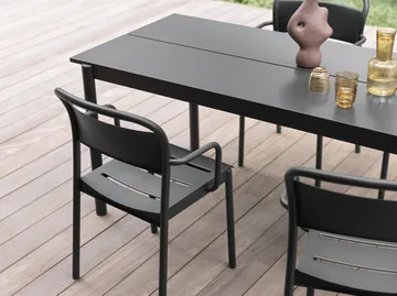 Linear steel table bord 220x90 cm - Μαύρο (RAL 7021) - Muuto