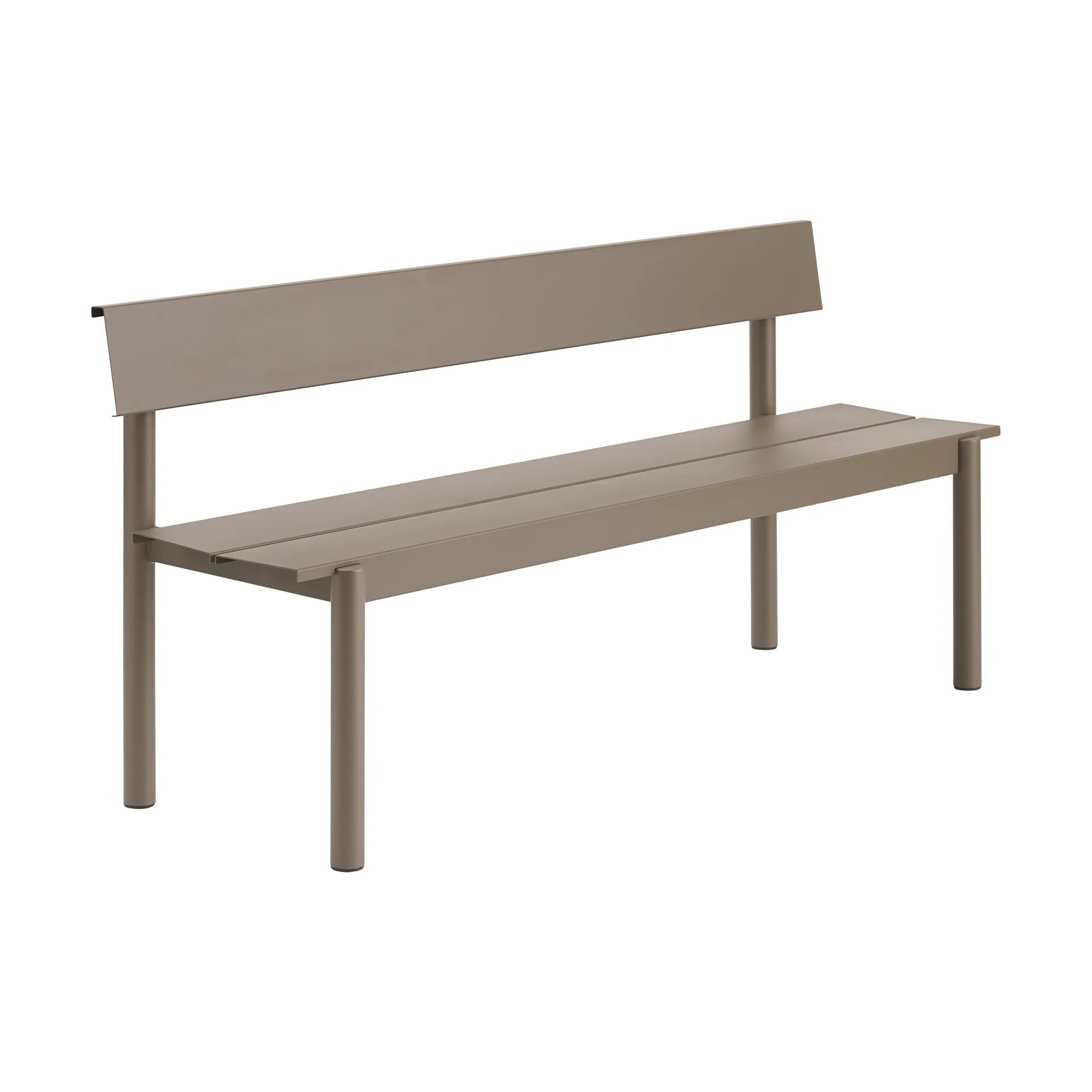 Linear Steel παγκάκι με πλάτη, Taupe, 170x34 εκ. Muuto