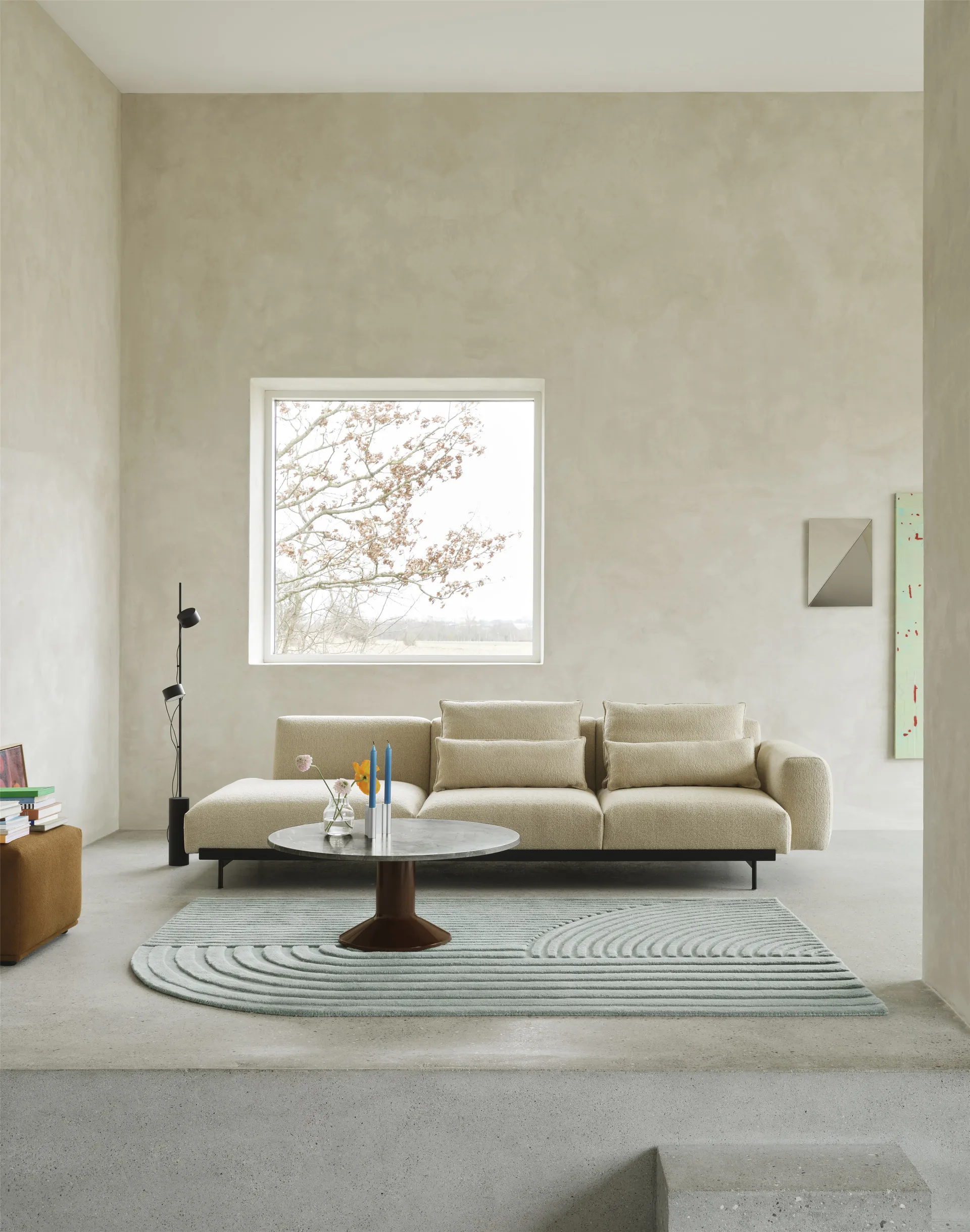 Midst τραπεζάκι σαλονιού, Grey marble-dark red, Ø90 cm Muuto