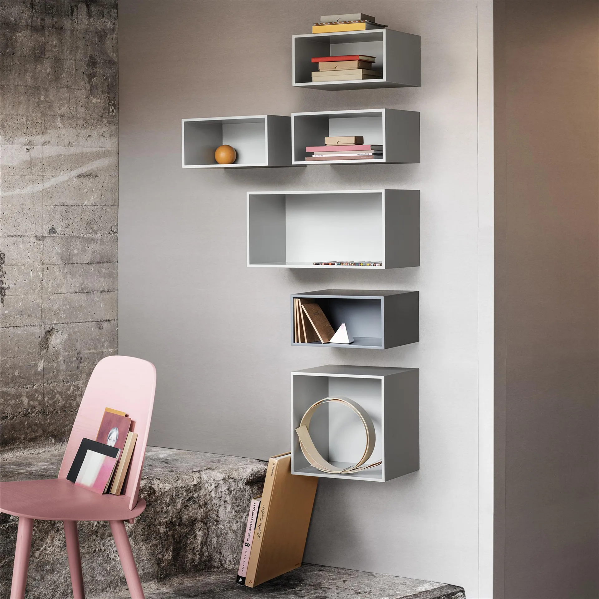 Mini stacked 2.0 ράφια, μικρό, ανοιχτό γκρι Muuto