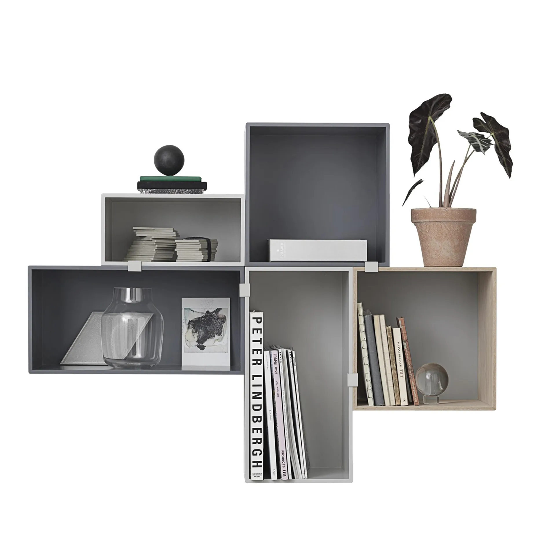 Mini stacked 2.0 ράφια, μεγάλο, γκρι Muuto