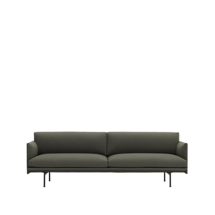 Outline καναπές 3-θέσιος υφασμάτινος - Fiord 961 πράσινο-μαύρα πόδια - Muuto