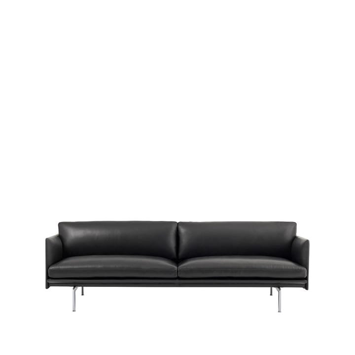 Καναπές Outline 3 θέσεων από δέρμα - Refine black-aluminum leg - Muuto