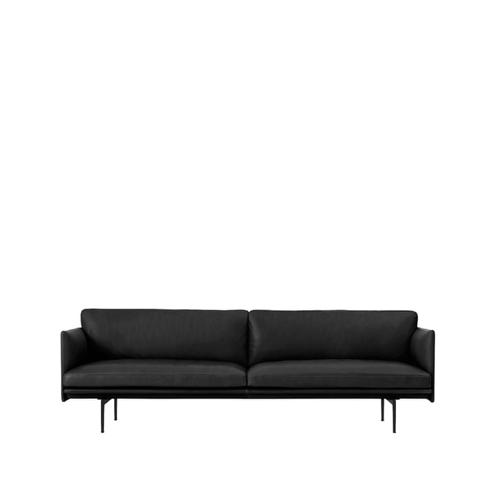 Καναπές Outline 3 θέσεων από δέρμα - Refine black-black leg - Muuto
