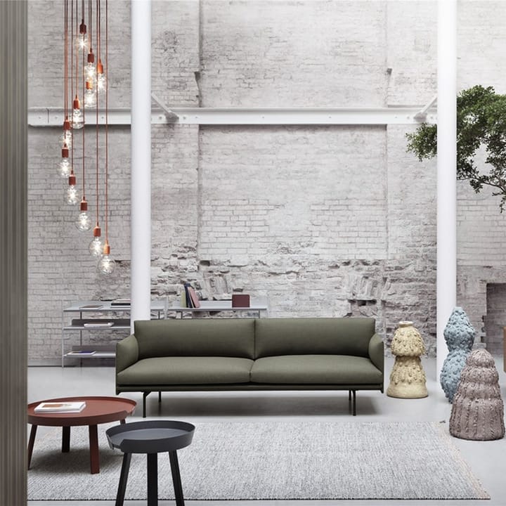 Καναπές Outline 3 θέσεων από δέρμα, Refine black-black leg Muuto
