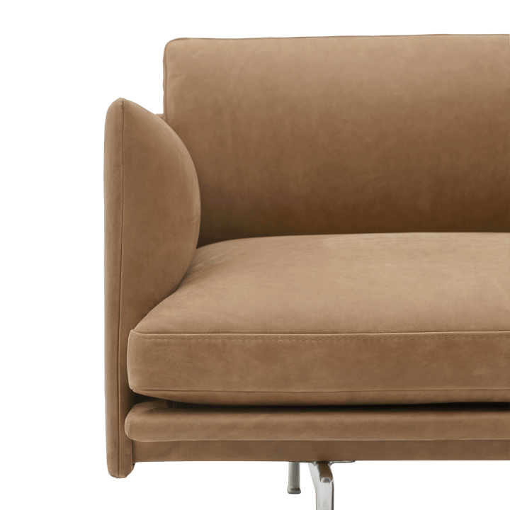 Καναπές Outline 3,5 θέσεων γυαλισμένο αλουμίνιο, Grace leather Camel Muuto