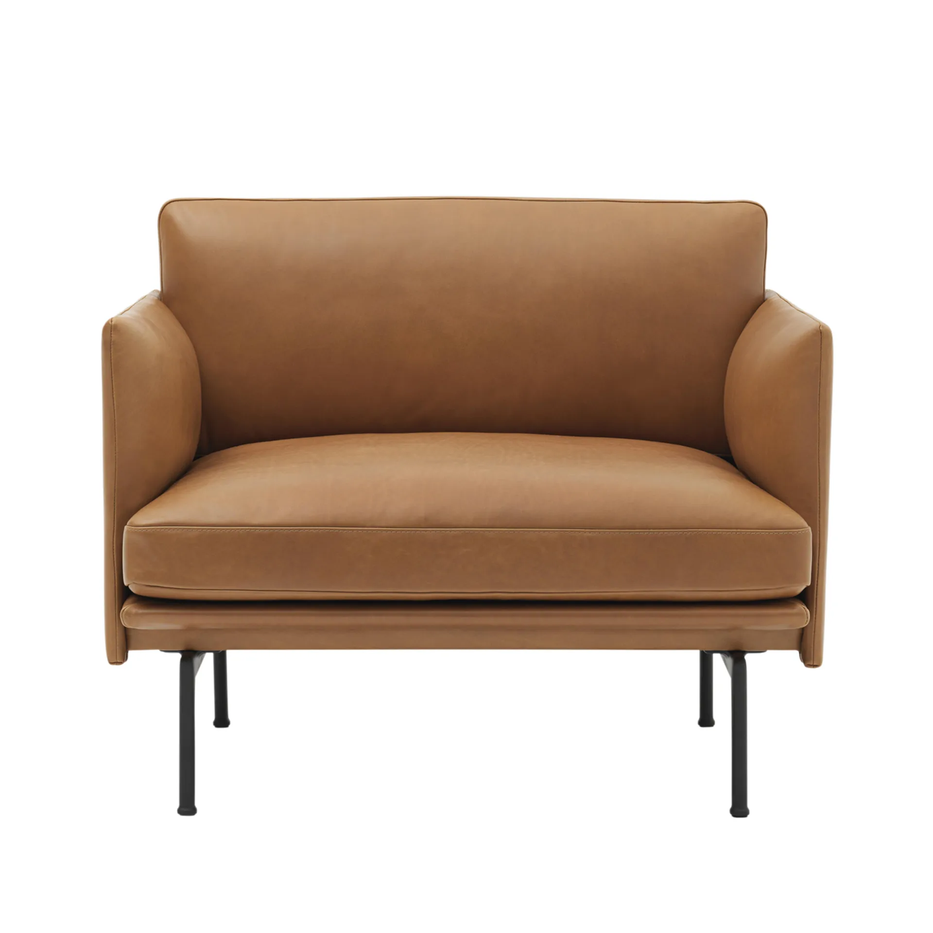 Καρέκλα Outline με μαύρη βάση, Refine leather cognac-Black Muuto