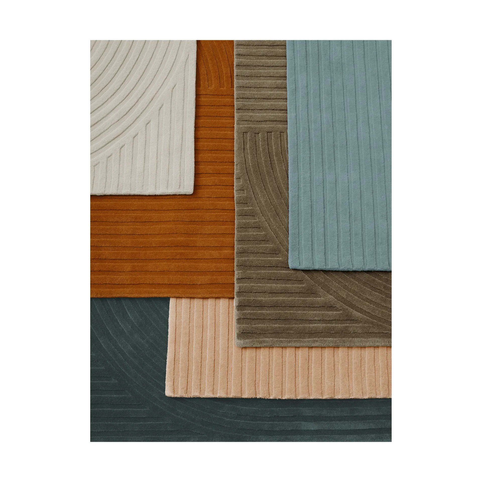 Relevo Rug Quattro μάλλινο χαλί, Dark green, 170x240 cm Muuto