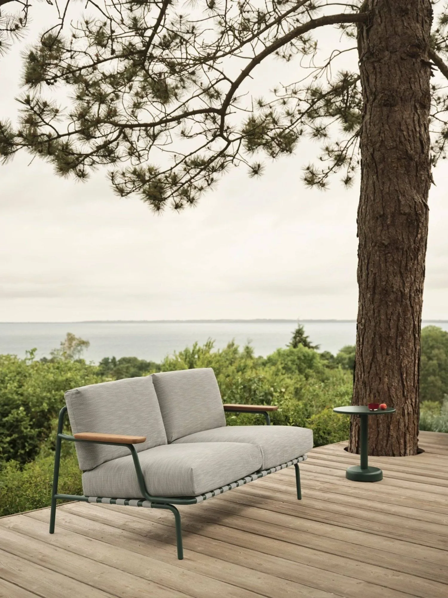 Settle καναπές 2 θέσεων, Ribbed Weave 2 Dark green Muuto