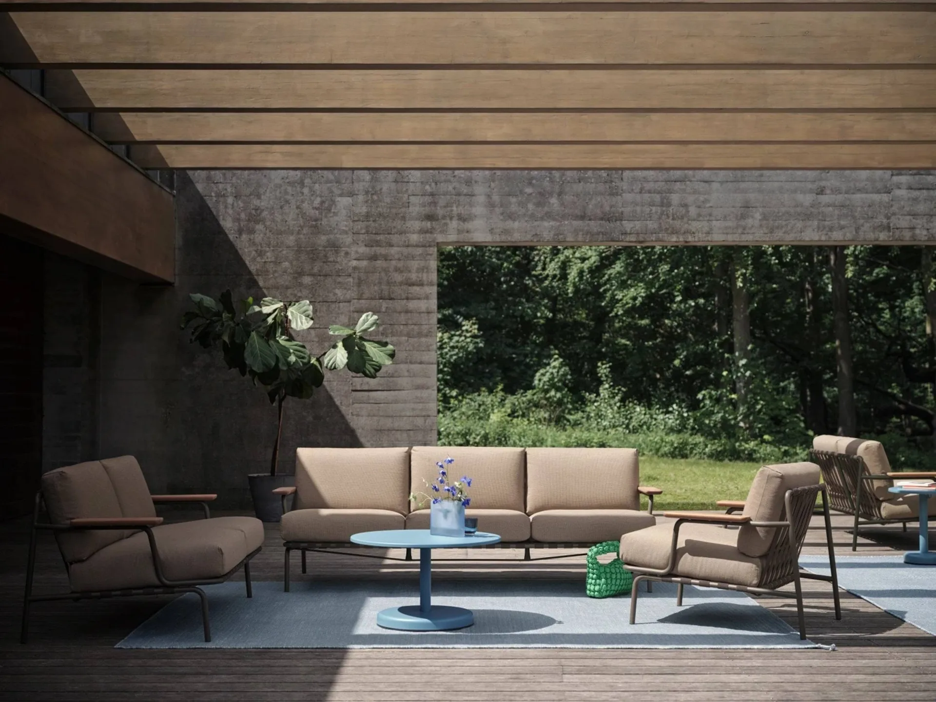 Settle καναπές 2 θέσεων, Ribbed Weave 5 Taupe Muuto