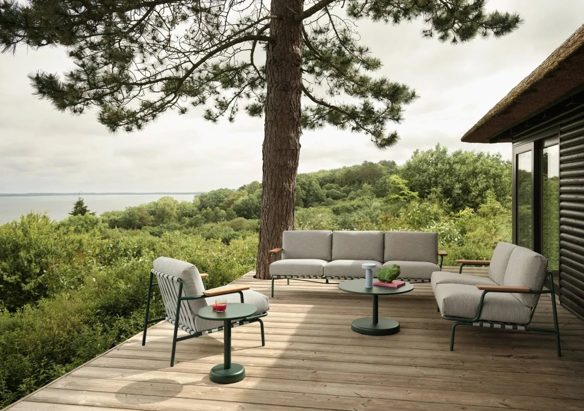 Settle καναπές 3 θέσεων, Ribbed Weave 2 Dark green Muuto