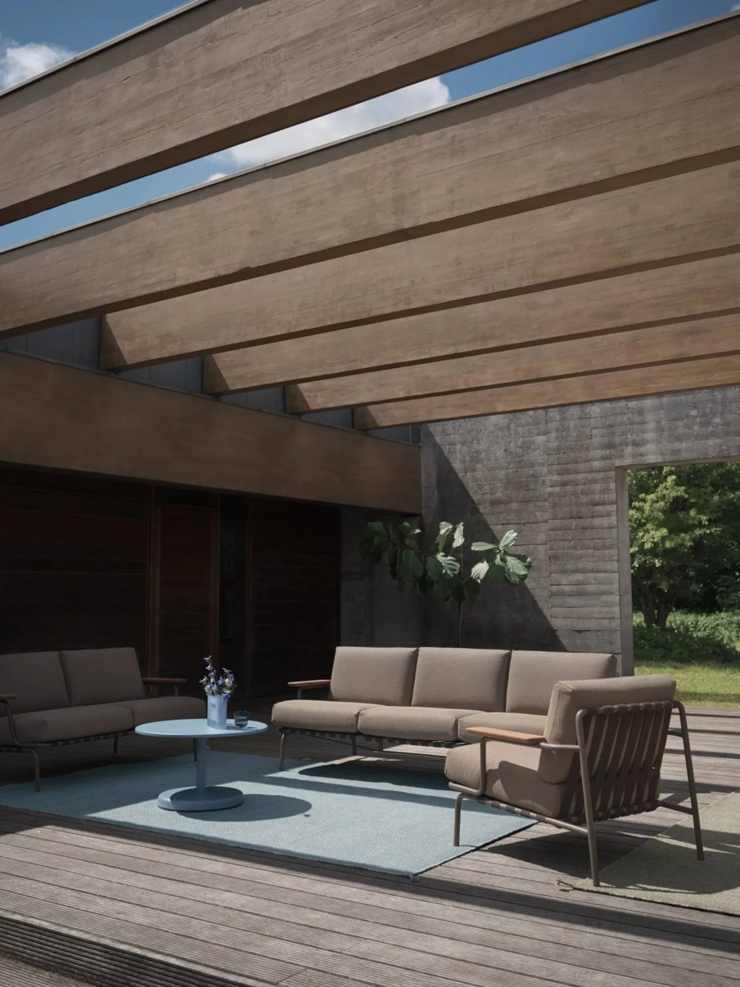 Settle καναπές 3 θέσεων, Ribbed Weave 5 Taupe Muuto