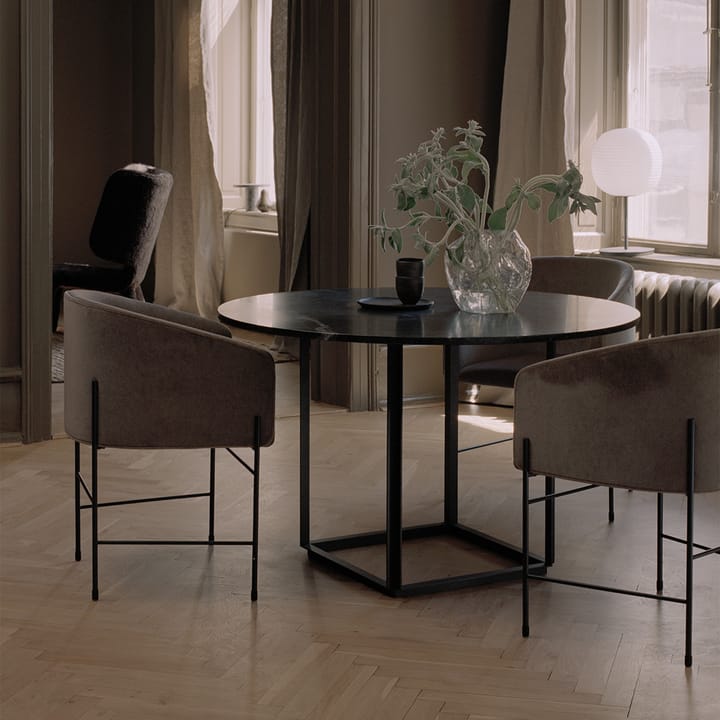 Τραπεζαρία Florence (στρογγυλό), καρυδιά, ø120 cm, μαύρη βάση New Works